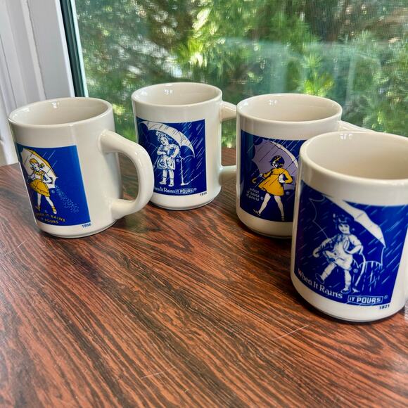 Vintage Morton Salt Mug Set of 4  When It Rains It Pours Advertising Collectible - Picture 13 of 14